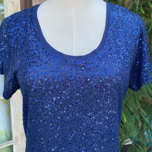 DRESS BARN Sequined Tee NWT SZ M American Dream - Picture 1 of 6